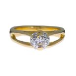 A diamond solitaire Ring, the cushion cut stone approx 2.15ct (7.58mm x 6.7mm x 5.12deep), claw
