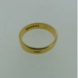 A 22ct yellow gold Wedding Band, 4.25mm wide, Size O, 4.3g.