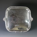 A George V silver Salver, by Harrison Brothers & Howson, hallmarked Sheffield, 1930, of square