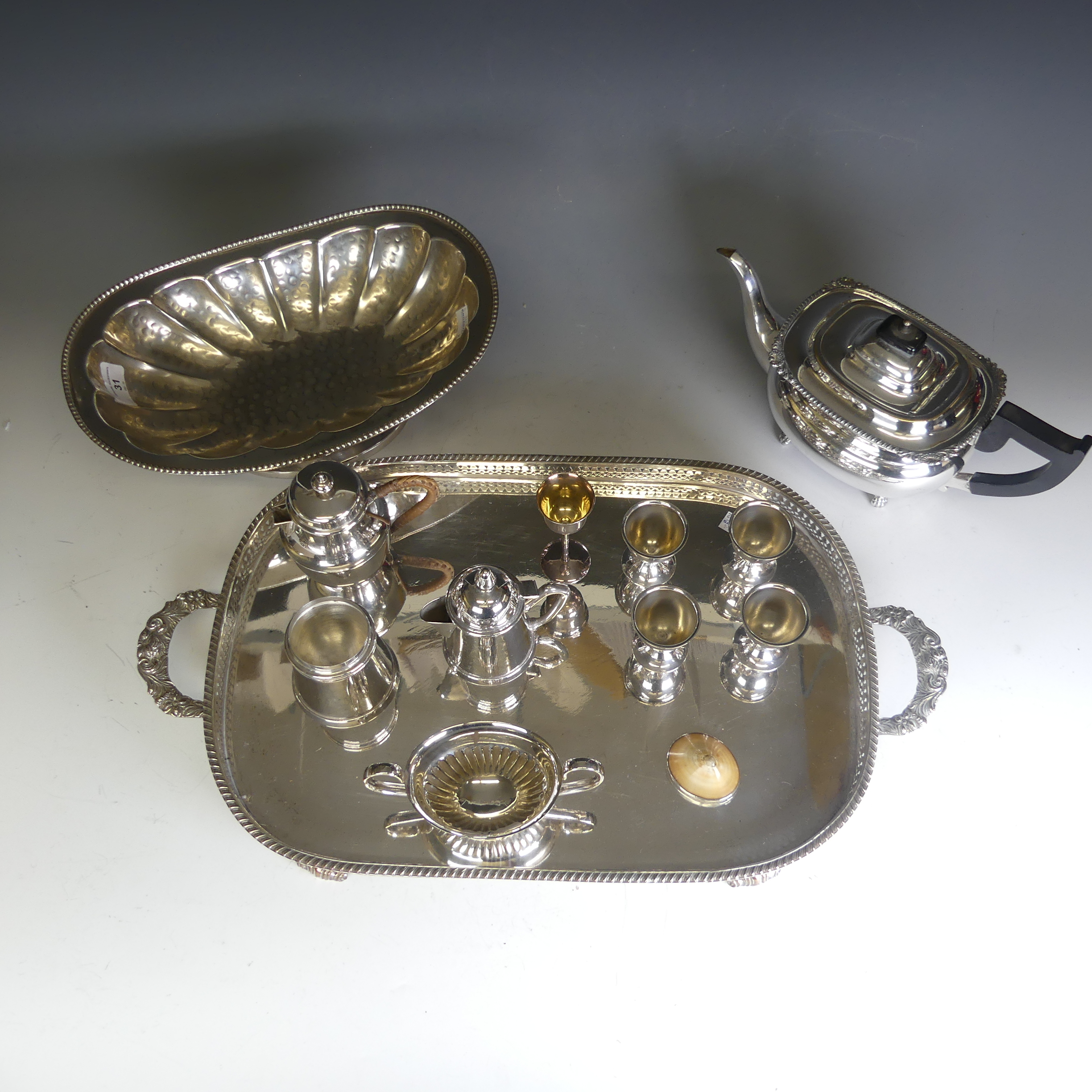 A George V four piece silver backed Dressing Table set, hallmarked Birmingham, 1934, comprising hand - Image 2 of 6