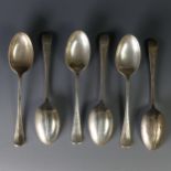 A set of six George V silver Dessert Spoons, by J Rodgers & Sons Ltd., hallmarked Sheffield, 1929,