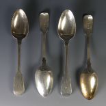 A set of four George IV silver Table Spoons, by William Eaton, hallmarked London 1828, fiddle