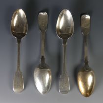 A set of four George IV silver Table Spoons, by William Eaton, hallmarked London 1828, fiddle