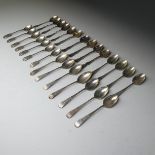 A set of Eleven Edwardian silver Teaspoons, by Duncan & Scobbie, hallmarked Sheffield, 1905, with