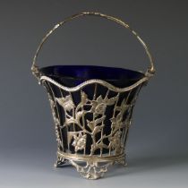 A late Victorian silver swing handled Sugar Basket, by George Fox, hallmarked London, 1896,