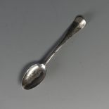 A mid 18thC silver Snuff / Miniature Spoon, struck with makers mark only 'I.H', Hanoverian pattern