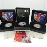 The Royal Mint Britannia UK one ounce Silver Proof Coin, all boxed with certificates, dated 2008,