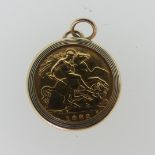 An Elizabeth II gold Half Sovereign, dated 1982, in 9ct gold pendant mount, total weight 4.7g.