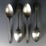 A set of four early 20thC German (800) silver Table Spoons, by Egersdoerfer, beaded handles,