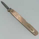 An Edwardian 9ct gold mounted Penknife, by Needham Brothers Ltd., hallmarked Sheffield, 1905, with