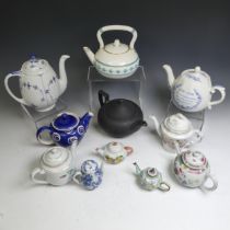 A collection of Teapots, comprising a Royal Copenhagen blue lace, a Chinese famille rose Teapot, a