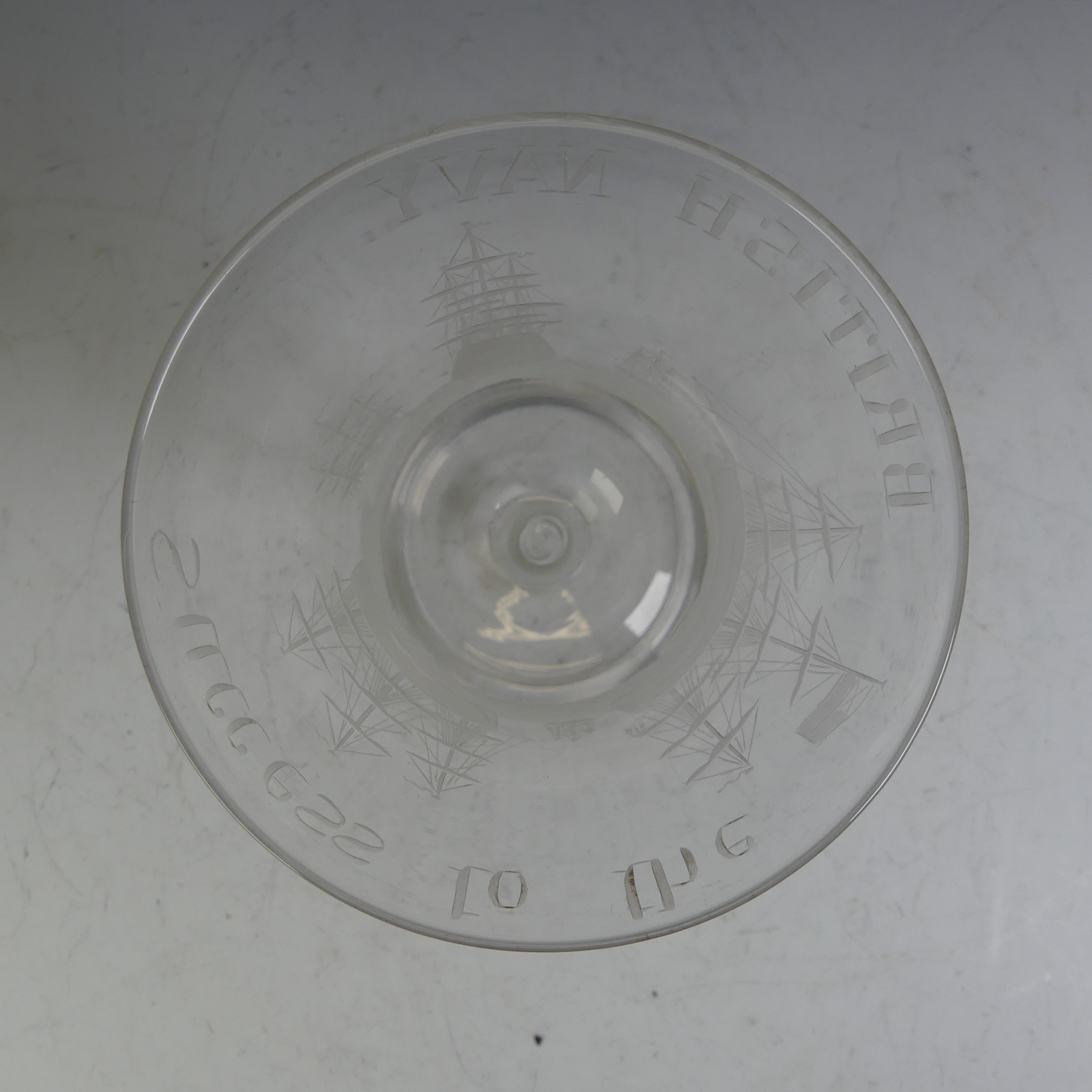A good quality etched Wine Glass, the bucket glass with 'Success to the BRITISH NAVY' inscription as - Image 4 of 5