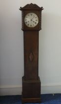 An Antique oak granddaughter Clock, W 29 cm x H 134 cm x D 19.5 cm.