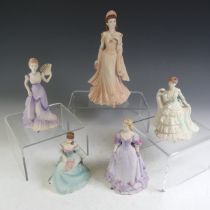 A Coalport Beau Monde figure of Francesca, together with Beatrice, Clara and Laura (4)