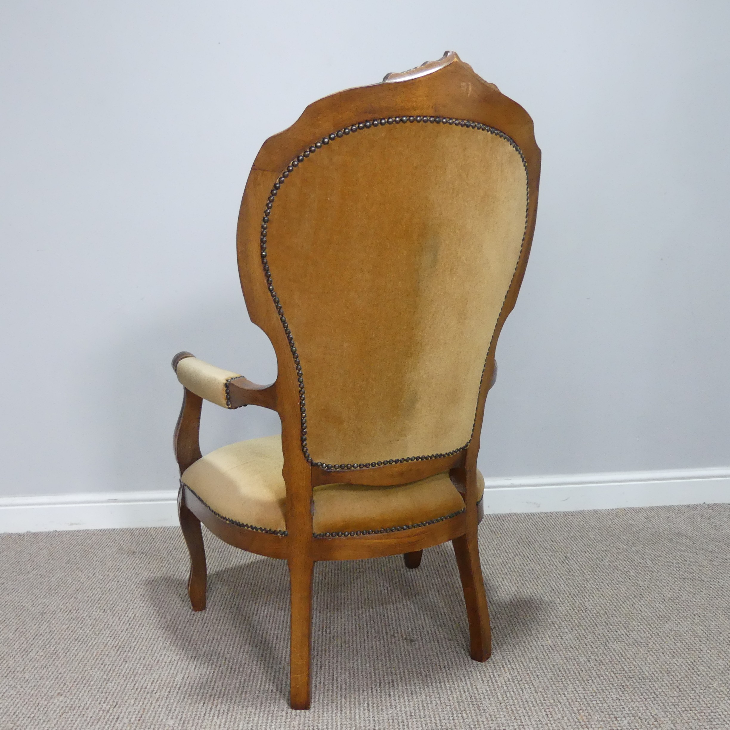 A Victorian mahogany upholstered open Armchair, W 62cm x H 106.5 cm x D 60 cm. - Image 6 of 7