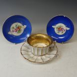 A fine Continental lithophane porcelain Cup and Saucer, gilded interior with lithophane cameo to