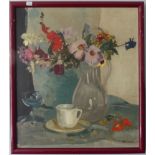 Leslie Grimes (1897-1983), Still life vase of flowers, oil on board, signed 'Grimes' lower right,