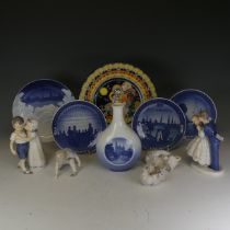 A Royal Copenhagen bottle Vase, of Rosenborg Castle, together with Christmas Plates, a quantity of