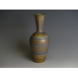 Mary Rich (1940-2022); a studio pottery Bottle Vase, decorated in blue ground with bands of