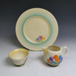A Clarice Cliff 'Spring Crocus' pattern Plate, together with a Clarice Cliff 'Crocus' pattern Bowl