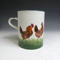 A Wemyss cockerel Tankard, c. 1900, with painted decoration to body, impressed mark to base,