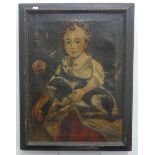 18th century English School, Portrait of a Child and Dog, oil on canvas, inscribed on canvas lower