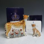 A Royal Crown Derby limited edition 'Cheetah' Paperweight, (7/950) specially designed for Goviers,