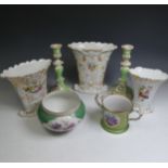 A small quantity of English and Continental Porcelain, comprising a pair of green ground