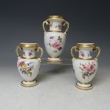 A pair of English porcelain two-handled baluster vases, 19th century,