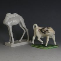 A Pfeffer Gotha porcelain figure of a Camel, of white ground with factory marks to base, H 16.5cm,