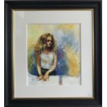 Robert Oscar Lenkiewicz (1941-2002), Study / Lisa Stokes by the desk, watercolour, signed and