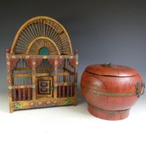 A decorative Bird Cage, W 30.5 cm x H 41.5 cm x D 20.5 cm, together with a decorative Thai rice