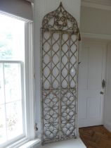 A Pair of decorative Antique giltwood screen Panels, pierced Moorish decoration, H 170 cm x W 46.5