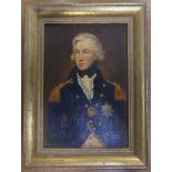 After Lemuel Francis Abbott (1760-1802), Horatio Nelson, oil on board, 17cm x 12cm, framed, together