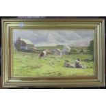 Noel Stephenson (British, 20th century), Cornish Farm - 1, oil on board, signed and dated '91,