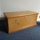 An Antique pine Blanket Box/Trunk, W 91.5 cm x H 41 cm x D 47 cm.