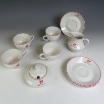 Alfa Romeo: a Huguenot Royale Fine China 'Alfa Romeo' branded ten-piece tea set, comprising four