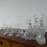 A quantity of antique cut and moulded Glassware, comprising a set of Brandy Balloons, engraved