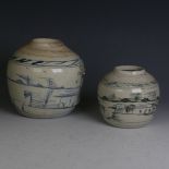 An antique Chinese provincial Ginger Jar, with underglaze blue brushwork, with firing fault, marking