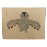 Echalook Goo (Inuit, 1914-1989), Evening Owl, limited edition stone cut print no.20/50, signed and
