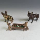 An antique Austrian cold painted bronze Group of Bulldogs, modelled playing poole, stamped KLL to
