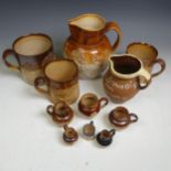 A small quantity of miniature salt-glazed Doulton, comprising Jugs, a Mug, five Doulton Lambeth, one