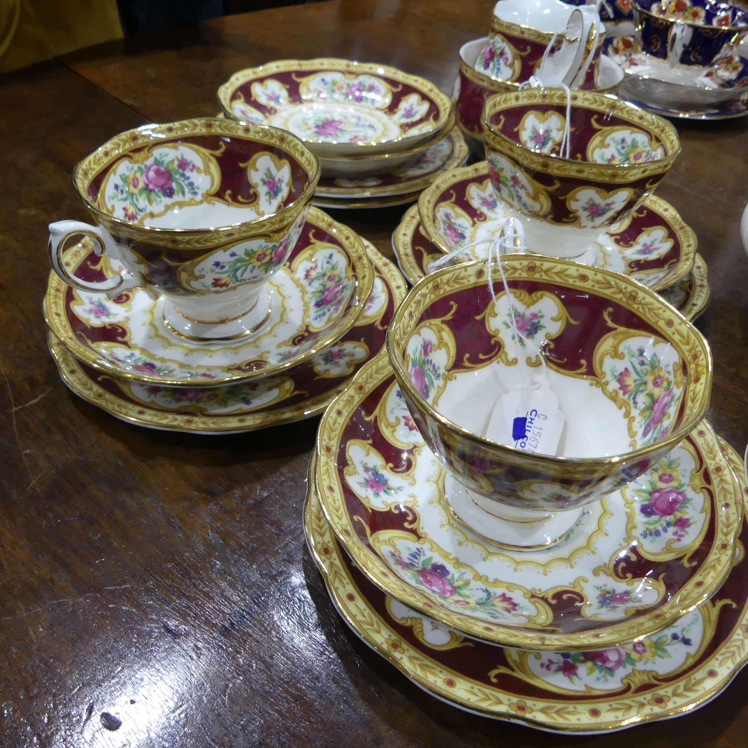 A Royal Albert 'Lady Hamilton' pattern part Tea Service, to comprise four Teacups, one with hairline - Image 3 of 5