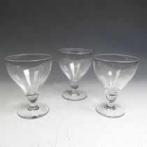 A good quality antique glass Rummer, with ball stem, somewhat rough pontil to base, also with