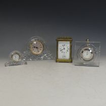A Waterford crystal glass 'Napoleon Hat' shaped Mantle Clock, with quartz movement, signature to