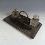 An Early 20thC Edwardian desk top Inkstand, with typical decorative brass mounts, W 28 cm x H 10