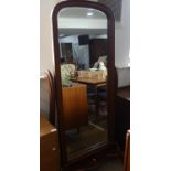 Victorian mahogany framed cheval Mirror, with beveled glass, W 77 cm x H 166 cm x D 54 cm.