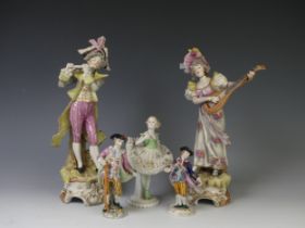 A pair of Royal Dux porcelain Figures, both modelled as musicians, factory marks to base, together