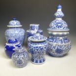 A large 20thC Chinese blue and white Jar, of cylindrical form, four character mark to base, H