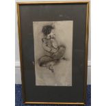 Ronald John Spickett (Canadian, 1926-2018), "Sitting Girl", brush drawing, signed and dated '62,